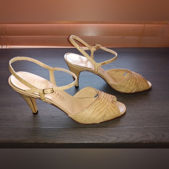 🔴 SALE Bruno Magli Strappy Leather Snakeskin Heels Size 6 Narrow - Picture 3 of 10